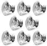 Biowow 8PCS Diameter 40mm Clear Crystal Glass Cabinet Knob Cupboard Drawer Pull Handle, Come with 1 