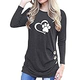 Plojuxi Tシャツ レディース 長袖 猫の爪柄 プリント 無地 創意デザイン トップス ブラウス カットソー おしゃれ 大きめ シンプル カジュアル おおきいサイズ 夏 ファッション かわいい 