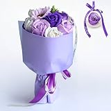 WLWJ 造花 フレグランス ソープフラワー プレゼント 花束 石鹸 薔薇 枯れない 花 バラ ブーケ プレゼント (パープル)