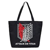 ファッション アニメ グッズ 進撃の巨人 風 attack on titan VIP 可愛 バッグ ハンドバッグ (ブラック)
