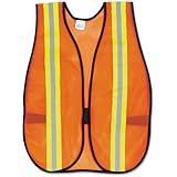 Orange Safety Vest, 2" Reflective Strips, Polyester, Side Straps, One Size (並行輸入品)