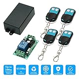 OWSOO 433Mhz 1CH 10A無線RFりモーコンスイッチ4個+1PCS 2キーRFトランスミッタ 1527チップ スマートホームオートメーション
