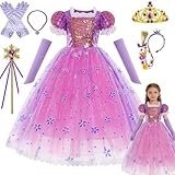 [KALAOK] プリンセス ドレス 子供 ディズニー風 ドレス ワンピースコスプレ衣装 キッズコスチュームイベント ステージ服 変装 演出 仮装 purple 140CM