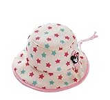 (よキーよ)Yokeeyoベビー用ハット　紐付き　盆帽 つば広 赤ちゃんキャップ　メッシュ　通気性のいい　星のプリント　女の子 男の子　男女通用　紫外線 UVカット 日よけ止め 日焼け防止