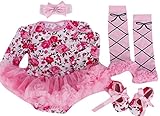 ベビー女の子パーティーチュチュドレスベビーClothing 4 in 1セットロンパースボディスーツチュチュ服装withヘッドバンドから10月Elf カラー: マルチカラー