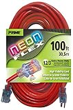Prime Wire & Cable NS515835 100-Foot 12/3 SJTW Flex High Visibility Extra Heavy Duty Outdoor Extensi