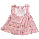 《初夏盛夏対応》(日本製) Pample Mousse(パンプルムース) タック天竺ジャガードいちご&うさぎ&キノコ刺繍タンクトップ 95cm/PK NO.DP-72256