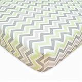 TL Care 100% Cotton Percale Fitted Crib Sheet, Celery Zigzag by TL Care