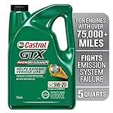 Castrol 60017 GTX ハイマイレージ 5W-20 シンセティックブレンドモーターオイル