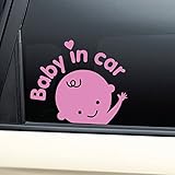 Girl Baby In Carビニールデカールラップトップ車トラックバンパーウィンドウステッカーピンク(安全サイン)