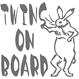 TREZ TWINS ON BOARD 鳥獣戯画 ウサギ うさぎ 兎 兔 ステッカー 鳥獣人物戯画 ステッカー ツインズ 双子 【BABY IN CAR】 (グレー)