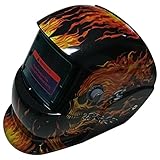 工具　溶接用　保護用品　ヘルメット　かぶと　作業用　工業用　骸骨　ブラック+レッド