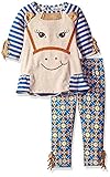 Rare Editions Little Girls' Blue Heather Stripe Top with Horse Face Applique Legging Set Oatmeal 6 [
