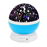 Homeselfスター照明ランプ4 LEDビーズ360度夜ライト回転Night Cosmos Star投影ランプwith USBケーブルforキッズ赤ちゃん寝室ベッドランプクリスマスギフト子供 ブルー