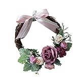 Prettyia フラワーリース　お花　造花　飾り付け　フラワー　花輪　きれい　店舗 玄関　壁掛け 庭園 飾り　結婚式 　撮影 道具　4色選べる - ライトピンク