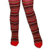 Country Kids(カントリー キッズ)【963赤】女の子用レッドフラワークローシェ&ボーダー防寒ラブリータイツ,赤花デコ付ハイソックス,ニーソックス,出産祝い,ギフト,【並行輸入】