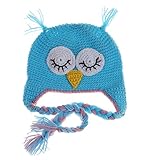Yuelian(TM) ベビーニット帽子 女の子 男の子 フクロウ かぎ針編み イヤーフラップ ニットキャップ (タイプ7)