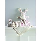 Natures Knits Baby Organic Cotton Pink&Mink Striped Knitted Bunny. by Natures Knits