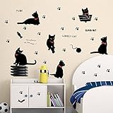 ultimafio ( TM ) Lovely Playing猫動物ウォールステッカー子供部屋装飾843.ホームデカール子猫印刷壁画アート漫画DIYポスター4.0
