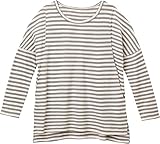 アルゴヴィア ボーダースリット産後授乳服 M 杢グレー×オフ スムース 346108