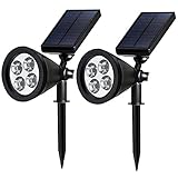 Yihiro ガーデンライト ソーラー充電式 4LED アウトドアライト スポットライト 省エネ 防水加工 夜間自動点灯 屋外照明 車道/歩道/芝生/庭などに適用（2点）