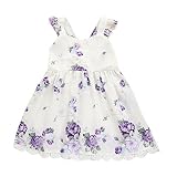 Tovadoo 子供服 ベビー服 ワンピース レースドレス バックレス スカート 無袖 フラワーの プリント プリンセスドレス 赤ちゃん 女の子 カジュアル 普段着 お呼ばれ パープル 1~4歳 75