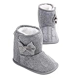 Nice Days（ナイス　ディズ） 【0-1歳】ベビーシューズ ブーツ 新生児 女の子 ファーストシューズ ニット 可愛い 蝶結び もこもこ 保暖 防寒 ソフトな靴底 出産祝い ギフト (11CM,