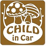 imoninn CHILD in car ステッカー　【マグネットタイプ】　No.41　キノコさん　（ゴールドメタリック）