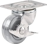 Shepherd Hardware 9280 4-Inch Hard Rubber Swivel Plate Caster with Brake, 255-lb Load Capacity by Sh