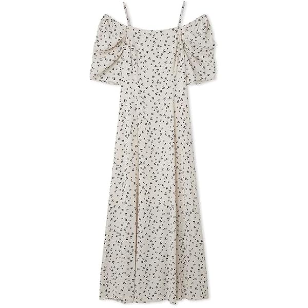 Amazon.co.jp: ホルターネックギャザーフラワーワンピース