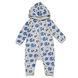 Mademoiselle papillon ゾウさんファミリー フード付き ジップアップ カバーオール 【ミスティグレーsize:90】