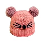 Ainial　帽子　子供　ベビー　女の子　男の子　ニット帽　秋冬　赤ちゃん　ハット　ニットキャップ　キッズ帽子　ガールズ　ボーイズ　可愛い猫　ボンボン付き　暖かい　防寒　6色お揃い