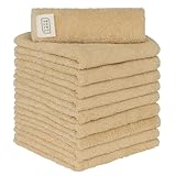 【Amazon.co.jp限定】タオル研究所 [毎日シンプル] #001 ハンドタオル ミルキーベージュ 10枚セット 高速吸水 速乾 綿1