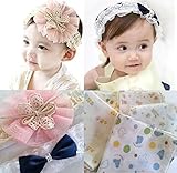 F's MAUMU 5点セット ベビーヘアバンド キッズ カチューシャ かみかざり ヘアアクセサリー 2点 & ベビー ガーゼ ハンカチ 3枚 赤ちゃん 出産祝い お披露目 に (ピンクフラワー/ダー
