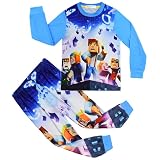 [HBQZHS] マインクラフト 春秋冬 キッズ パジャマ 子供服 長袖Ｔシャツ&ズボン 上下セット 綿 ベビー服 ベビーパジャマ ルームウェア マインクラフト コスチューム (D1#,120)