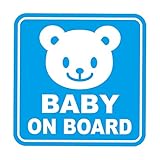 Sticker Shop Haru BABY ON BOARD マグネット くま 角型 ライトブルー