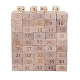 TYGJ 赤ちゃん知育玩具　積み木　数字　キューブ　1歳から　天然木材使用 知育玩具　子ともプレゼント　誕生日祝い　イエロー　45P
