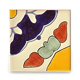 【B'stile】絵画のような壁タイル「メキシコタイル」M308-4（陶器質｜100mm角｜屋外壁/屋内壁用）1枚