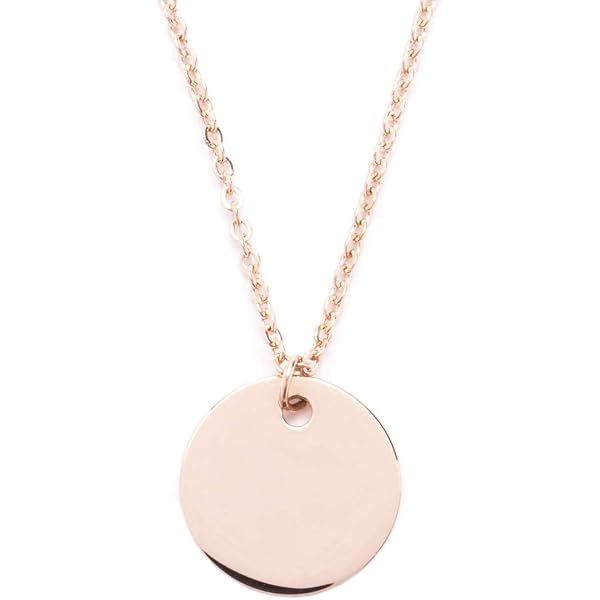 Huan XUN Stainless Steel Bar Pendant Necklace - 16" Gold Plated Curved Necklace For Women