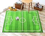 All Stars Soccer Ground Rug Kids Rug Boys Children's Play Football Pitch Green Rug Kids Living Room 