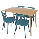 【アウトレット品】 ダイニングセット 選べるカラーバリエーション 15通り リプロダクト ポリプロピレン素材 4人掛け 幅120cm テーブル/ナチュラル チェア/ターコイズ