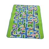 Kids Road遊びマット子供ラグHappy Town Car Cityデザイン – 79 " x 63 "