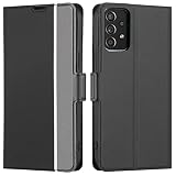 BonwFzin 適用 Galaxy A53 5G SC-53C SCG15 ケース 手帳型 薄型 軽量 SC53C カバー ギャラクシー A53 5G SC 53C スマホケース 携帯カバー ぎゃらくしー A535G CASE 炭素繊維調 PU レザー マグネット 手帳 軽い 薄い カードケース カード収納 耐衝撃 カード入れ スタンド 2色組合 グレー + ブラック
