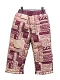 【254824 ベビー 女の子 スノーパンツ レース柄 中綿入り はっ水加工 スノーコンビ ジャンプスーツ 子供】1パープル 80