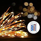 Noza Tec Starry002 Warm Waterproof 100 LED's Copper Wire Starry String Lights, UL Certified Adapter 