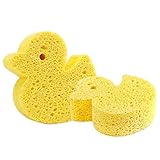子供用　スポンジ　お風呂スポンジ　ベビー用　カートン　可愛い　入浴用 (イエローアヒル)