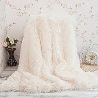 Seacan 毛布 ブランケット ひざ掛け 大判 ふわふわ マイクロファイバー シングル 掛け毛布 毛足の長いシャギー マット ソファカバー 背景毛布 フランネル 秋冬二重防寒毛布 洗濯可能 冷房対策にも最適 クリーム Ocruyo オクルヨ