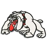 刺繍アイロンワッペン アップリケ【ブルドッグ】ブルドック アニマル 犬 アイロン接着 ワッペン パッチ 糊付き 手芸 動物 犬グッズ 雑貨 犬好き プレゼント 犬雑貨 グッズ 飾り (白)