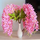 Mavee 4個23 " Hanging Wisteriaシルク人工花ブッシュ( 5 Stems )ホーム、結婚式、レストラン、オフィスの装飾用 ピンク
