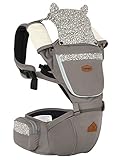 i-angel アイエンジェル ヒップシートキャリア 抱っこ紐 アニマルセピアグレイ 落下防止安全ベルト付(ベルトカバー・前向き抱っこ用カバー付属) 【SG認証/メーカー保証・日本語説明書付】